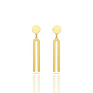 Set of earrings Diapason in brass golden finish front view