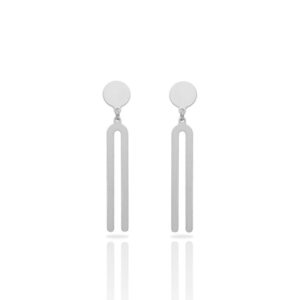 Set of earrings Diapason in matt silver finish front view